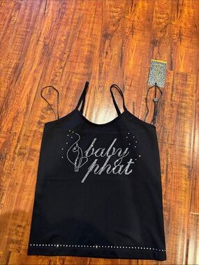 Baby Phat Black Rhinestone Logo Cami Top